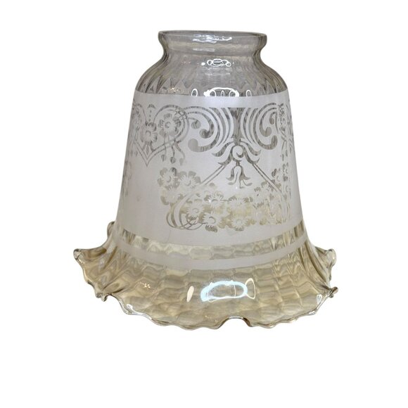 Vintage Replacement Etched Glass Light Shade With Ruffled Edge - Picture 3 of 8